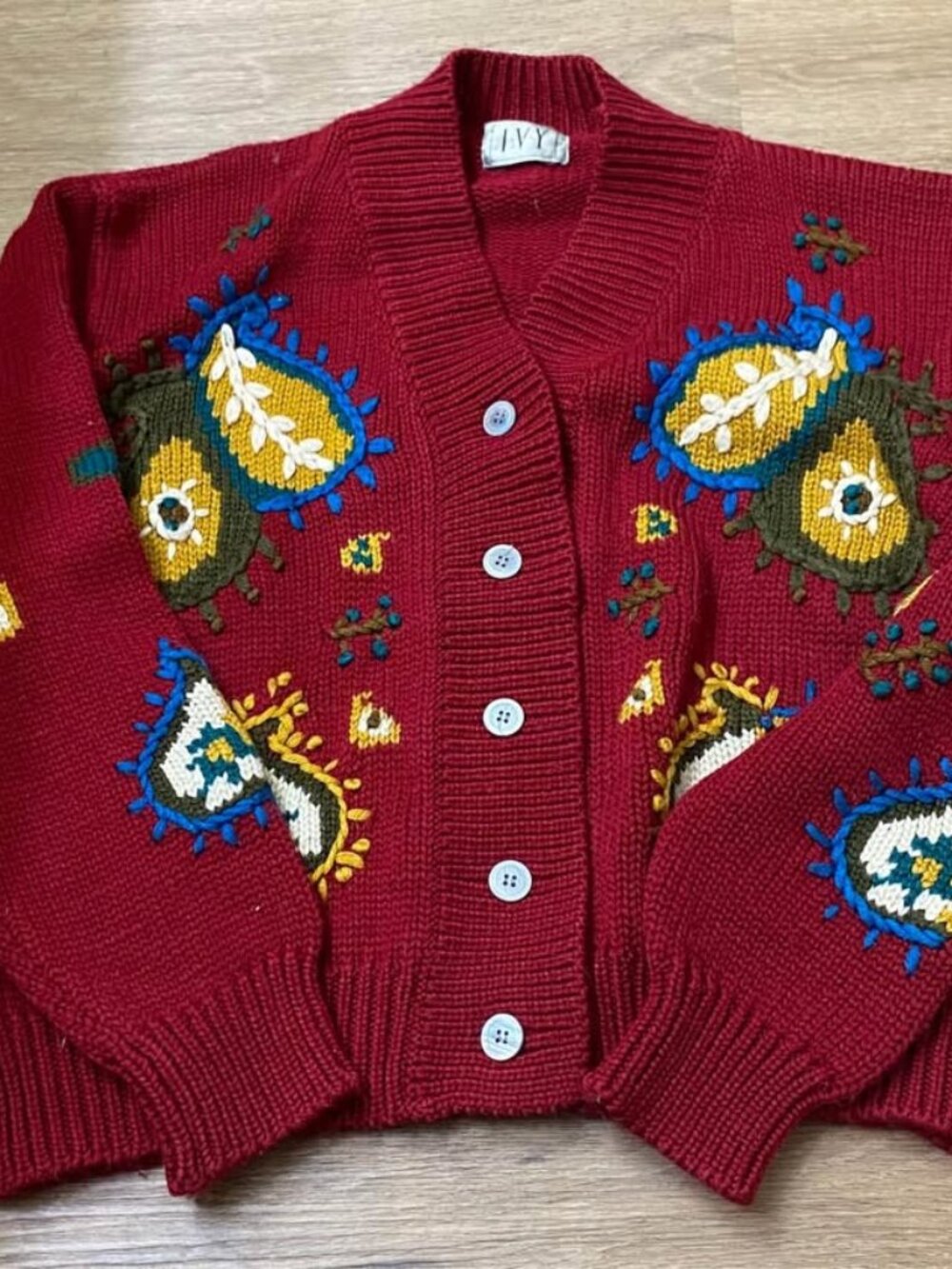 Vintage 90s Paisley Embroidered Grandmacore Cardigan Sweater – Approx. M